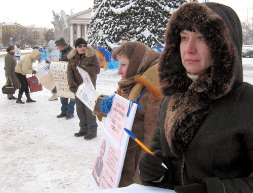 Пикет незарегистрированной партии "Воля" на площади "Павших
Борцов" в Волгограде 20 января 2012 г. Фото Вячеслава Ященко для "Кавказского узла"