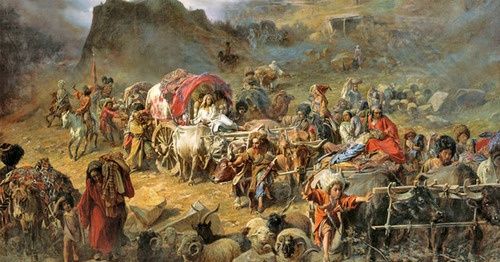 Оставление горцами аула (Пётр Грузинский). Pyotr Nikolayevich Gruzinsky (1837-1892). Фото https://ru.wikipedia.org/ Оставление горцами аула (Пётр Грузинский). Pyotr Nikolayevich Gruzinsky (1837-1892). Фото https://ru.wikipedia.org/