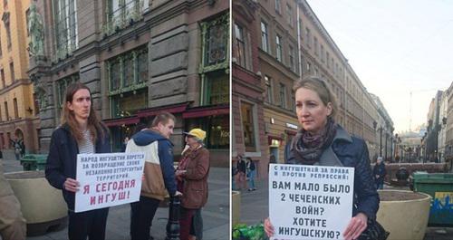 Одиночные пикеты в Санкт-Петербурге в поддержку активистов Ингушетии. Фото: скриншот со страницы в Facebook ussin Eugen https://www.facebook.com/mussin.eugen/posts/2256216254470656 Одиночные пикеты в Санкт-Петербурге в поддержку активистов Ингушетии. Фото: скриншот со страницы в Facebook ussin Eugen https://www.facebook.com/mussin.eugen/posts/2256216254470656