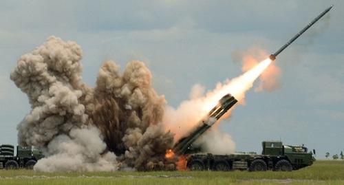 Установка залпового огня. Фото: пресс-служба Минобороны РФ, www.mil.ru Установка залпового огня. Фото: пресс-служба Минобороны РФ, www.mil.ru