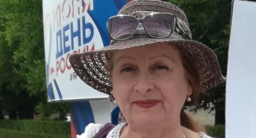 Ольга Карпухнова на пикете 8 июня. Фото Татьяны Филимоновой для "Кавказского узла". Ольга Карпухнова на пикете 8 июня. Фото Татьяны Филимоновой для "Кавказского узла".