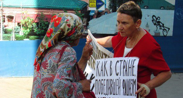 Наталья Дорожнова на пикете в Волгограде 31 августа 2019 года. Фото Вячеслава Ященко для "Кавказского узла"