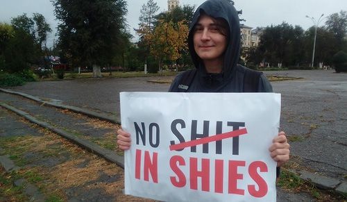 Николай Еременко на пикете. Фото Татьяны Филимоновой для "Кавказского узла".