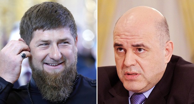 Рамзан Кадыров и Михаил Мишустин. Фото:  Пресс-служба Президента РФ, пресс-служба премьер-министра premier.gov.ru. Коллаж "Кавказского узла"