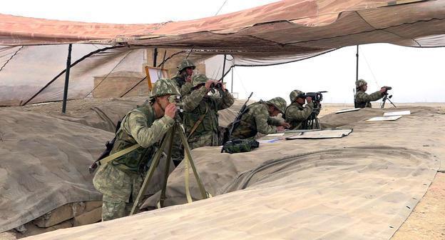 Азербайджанские военные на учениях. Фото Минобороны Азербайджана. https://mod.gov.az/ru/news/v-ramkah-kshvi-vojska-nahchyvanskogo-garnizona-uspeshno-proveli-etap-s-boevoj-strelboj-video-24912.html