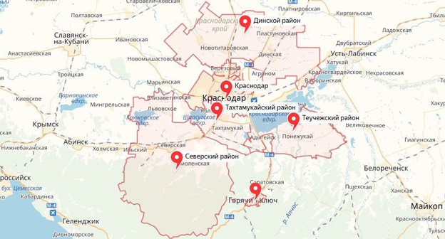 Карта Краснодарского края и Адыгеи. Фото: © Инфографика Юга.ру