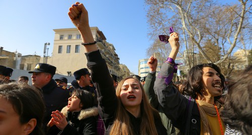 Протестная акция в Баку. Фото Азиза Каримова для “Кавказского узла” Протестная акция в Баку. Фото Азиза Каримова для “Кавказского узла”