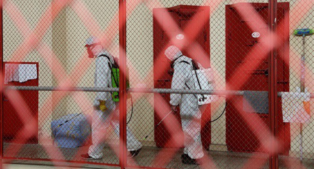 Дезинфекция в одном из мест заключения в Грузии. Фото: Special Penitentiary Service of Georgia
www.facebook.com/moc.gov.ge/posts/3359750700767604