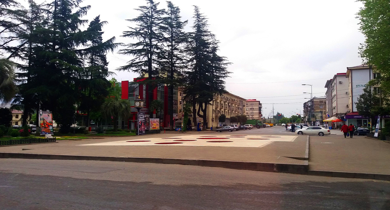 Улица Ш. Руставели в Зугдиди. Фото Raf24~commonswiki  https://commons.wikimedia.org/wiki/Category:Zugdidi
