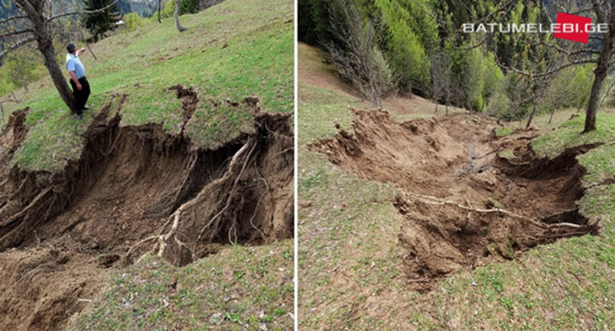 Последствия оползня в Аджарии. Фото: https://batumelebi.netgazeti.ge/wp-content/uploads/2022/05/უჩხო-მეწყერი-დაბზარული-მიწა-1.jpg Последствия оползня в Аджарии. Фото: https://batumelebi.netgazeti.ge/wp-content/uploads/2022/05/უჩხო-მეწყერი-დაბზარული-მიწა-1.jpg