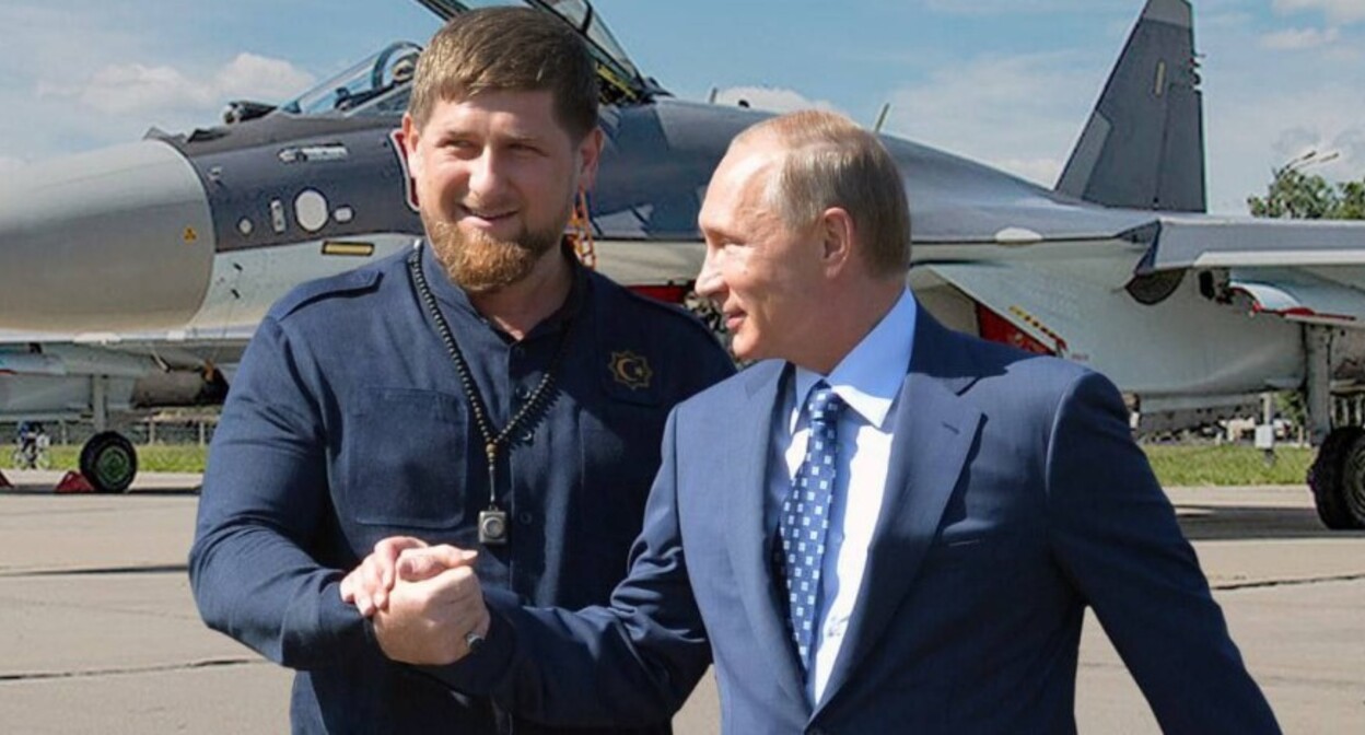 Кадыров с Путиным. Скриншот из сообщения в Telegram-канале Кадырова https://t.me/RKadyrov_95/2659 Кадыров с Путиным. Скриншот из сообщения в Telegram-канале Кадырова https://t.me/RKadyrov_95/2659