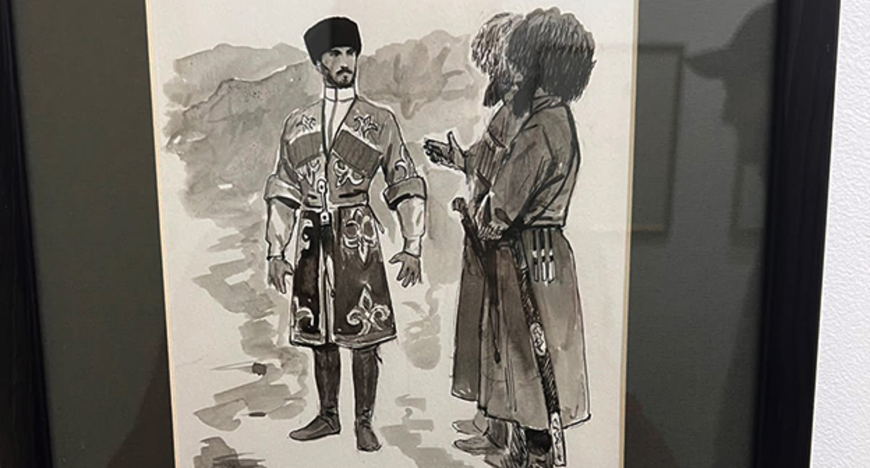 Работа Магомеда Дибирова, представленная на выставке. Фото представлены посетителем выставки Ахмедом Ахмедовым Работа Магомеда Дибирова, представленная на выставке. Фото представлены посетителем выставки Ахмедом Ахмедовым