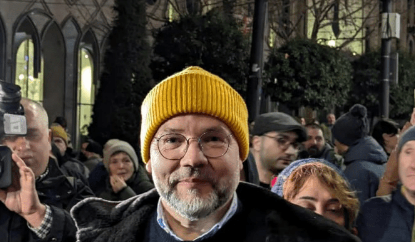 Михаэль Рот на акции в Тбилиси. Скриншот фото "Новости Грузия" от 13.01.25, https://t.me/NGnewsgeorgia/22106

