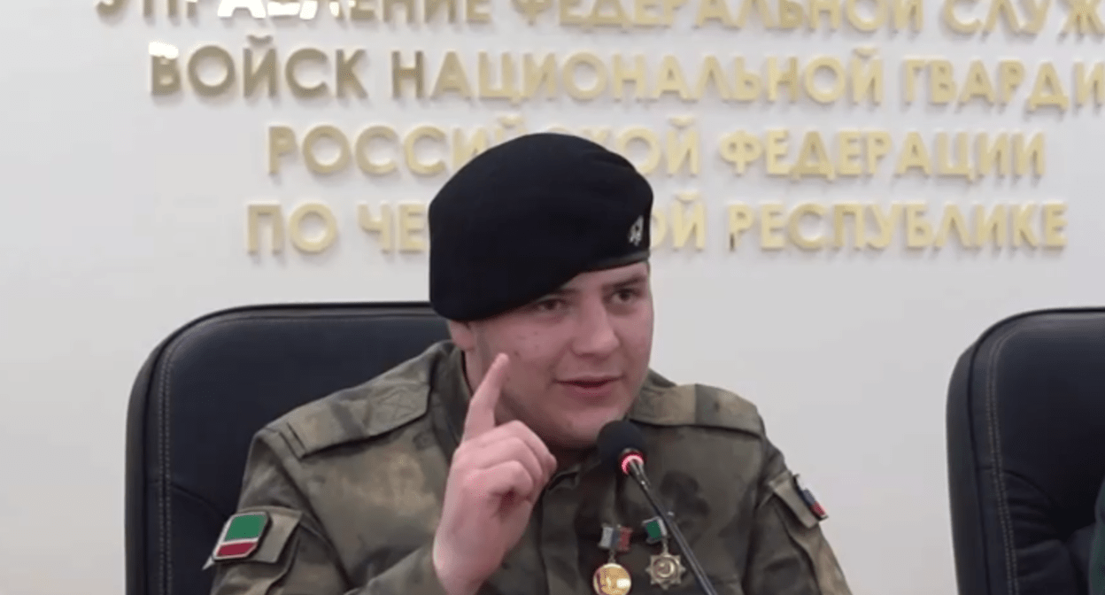 Адам Кадыров. Стоп-кадр видео управления Росгвардии по Чечне от 27.03.25, https://t.me/rosguard_chr/1809.