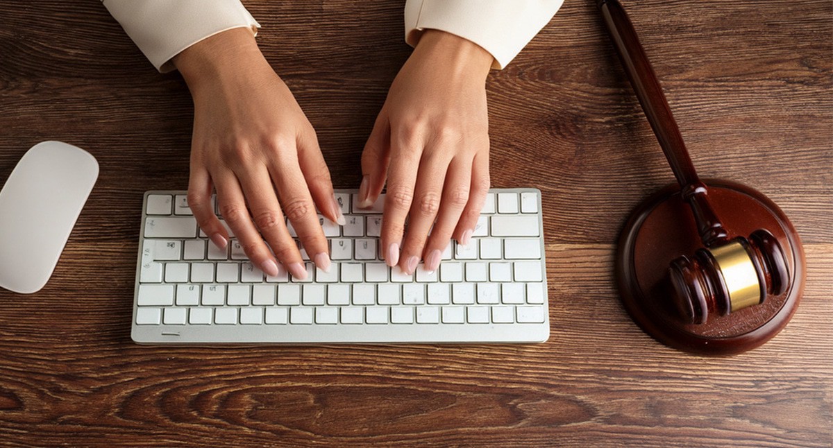 Женские руки набирают текст. Иллюстрация создана «Кавказским узлом» с помощью ИИ в программе Photoshop

