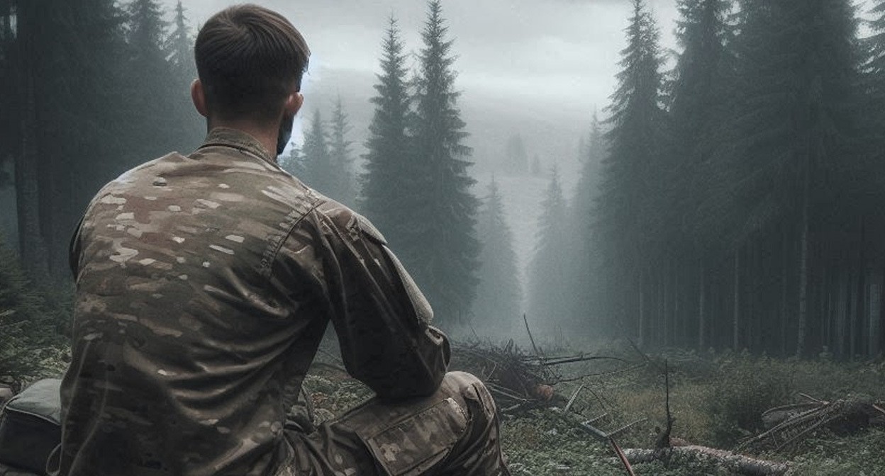 Военный на СВО. Иллюстрация создана "Кавказским узлом" с помощью ИИ в программе Copilot