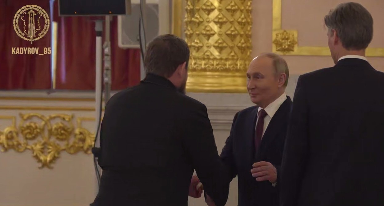 Путин и Кадыров. Кадр видео из телеграм-канала Рамзана Кадырова https://t.me/RKadyrov_95/5705