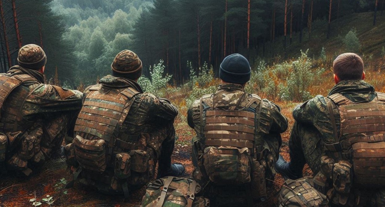 Военнослужащие. Иллюстрация создана "Кавказским узлом" с помощью ИИ в программе Copilot