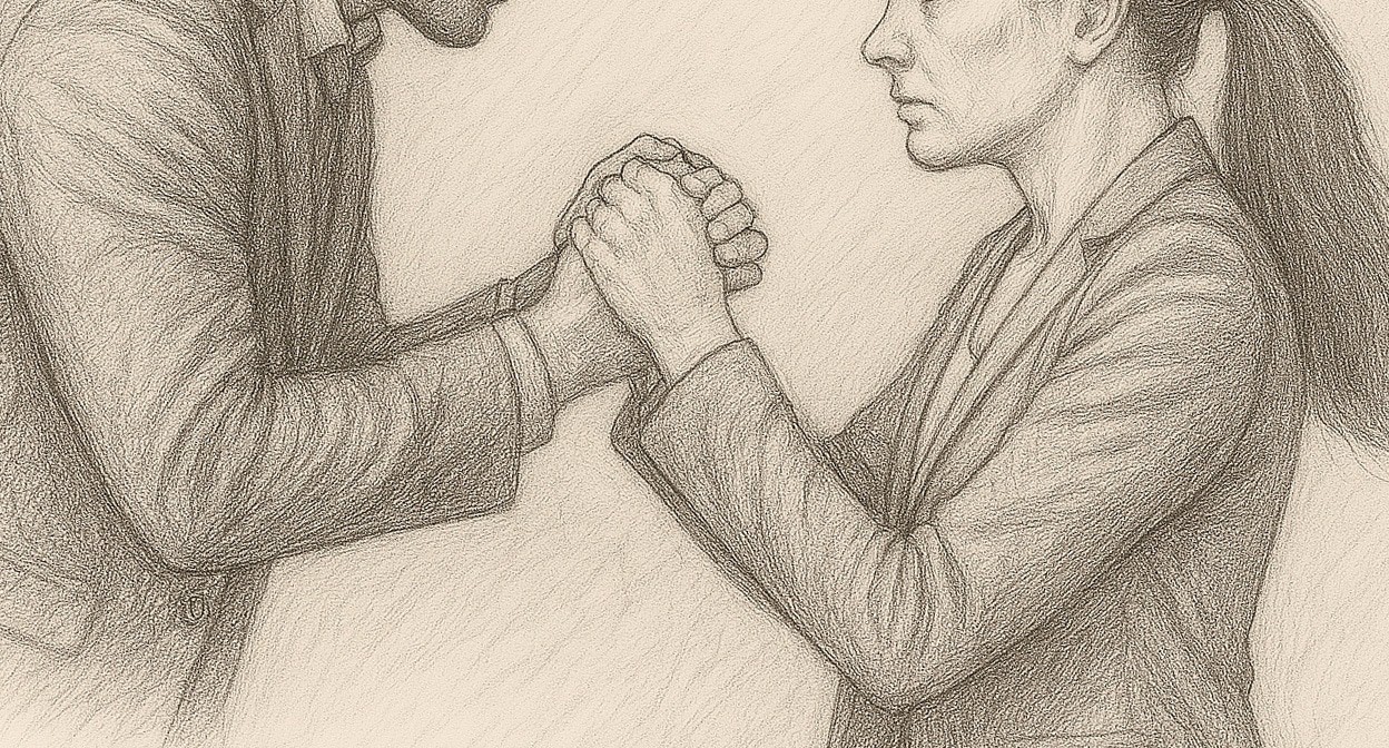 Мужчина принуждает девушку. Иллюстрация создана «Кавказским узлом» с помощью ИИ в программе Copilot