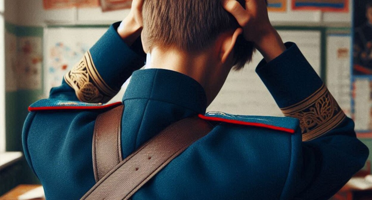 Учащийся казачьего кадетского корпуса. Иллюстрация создана "Кавказским узлом" с помощью программы Copilot