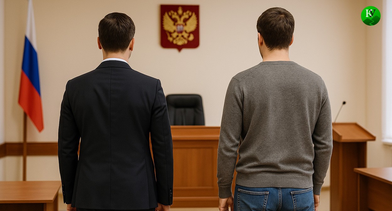 Обвиняемые в суде. Иллюстрация создана «Кавказским узлом» с помощью ИИ в программе Copilot