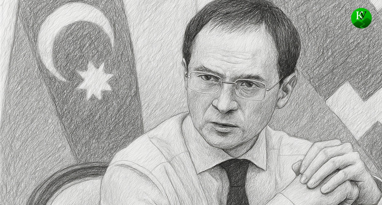 Медиснкий на фоне флага Азербайджана. Иллюстрация создана "Кавказским узлом" с помощью ИИ в программе Copilot