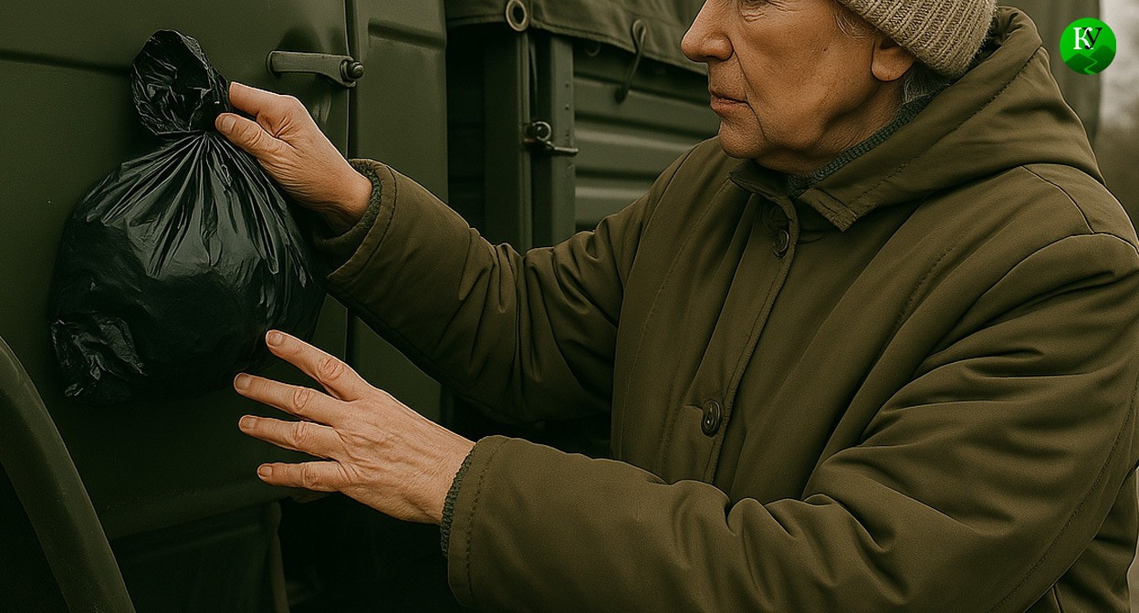 Пенсионерка прячет взрывное устройство. Иллюстрация создана «Кавказским узлом» с помощью ИИ в программе Copilot