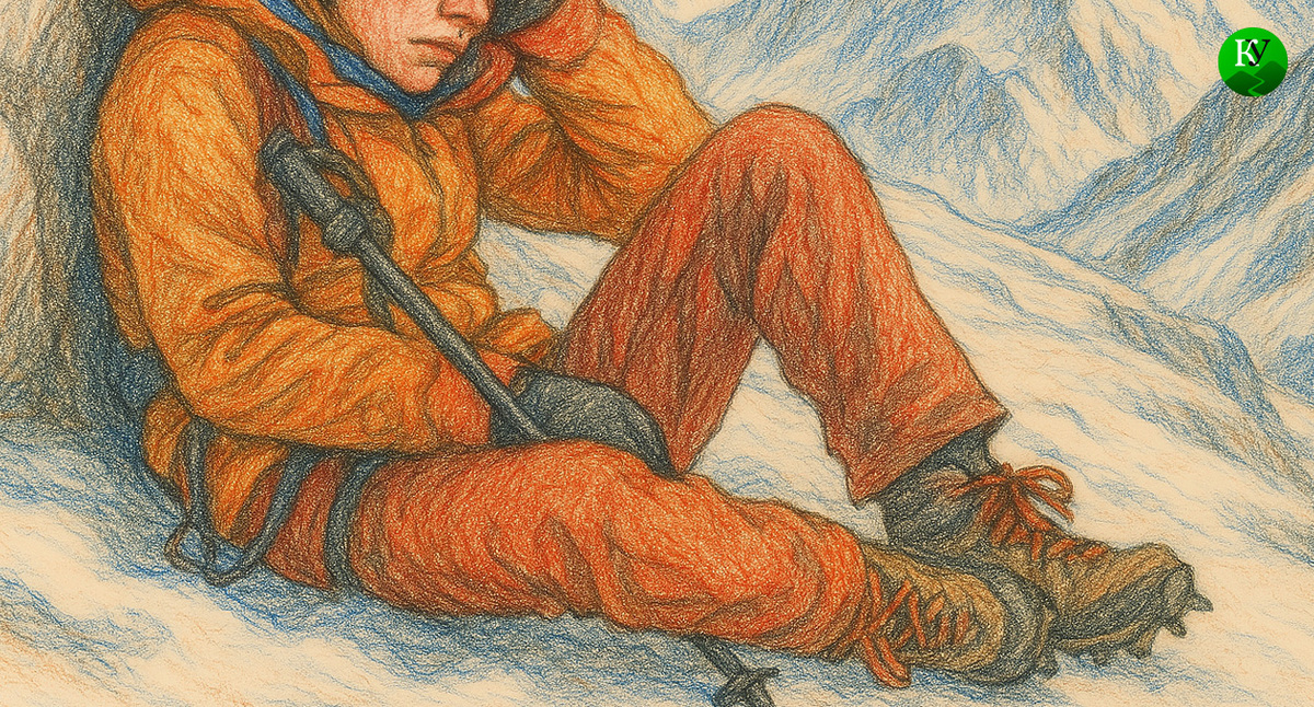 Альпинистка в горах. Иллюстрация создана «Кавказским узлом» с помощью ИИ в программе Copilot
