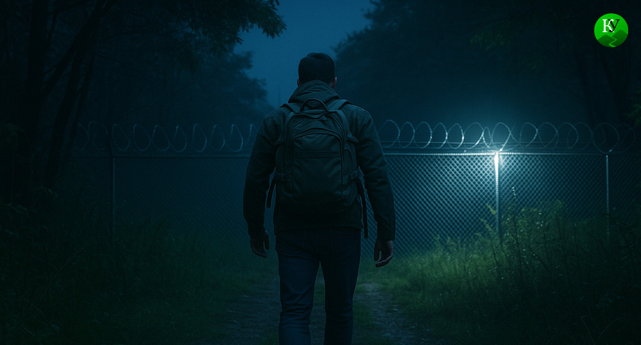 Мужчина у границы. Иллюстрация создана "Кавказским узлом" с помощью ИИ в программе Copilot