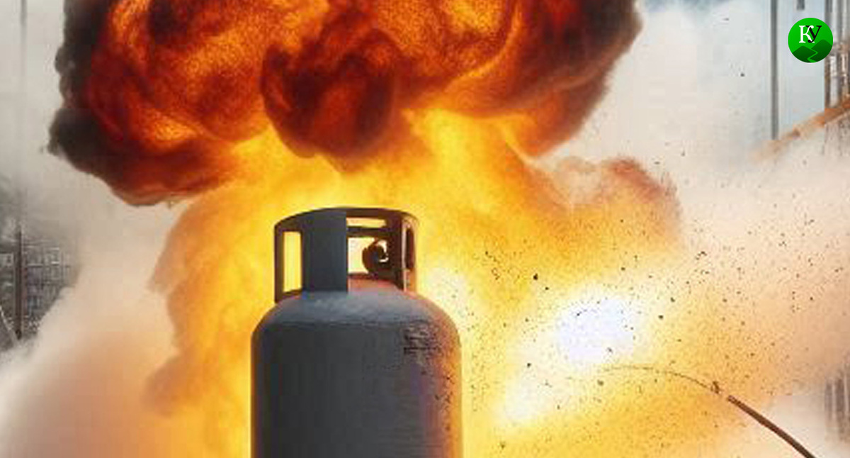 Взрыв газового балона. Иллюстрация создана «Кавказским узлом» с помощью ИИ в программе Copilot