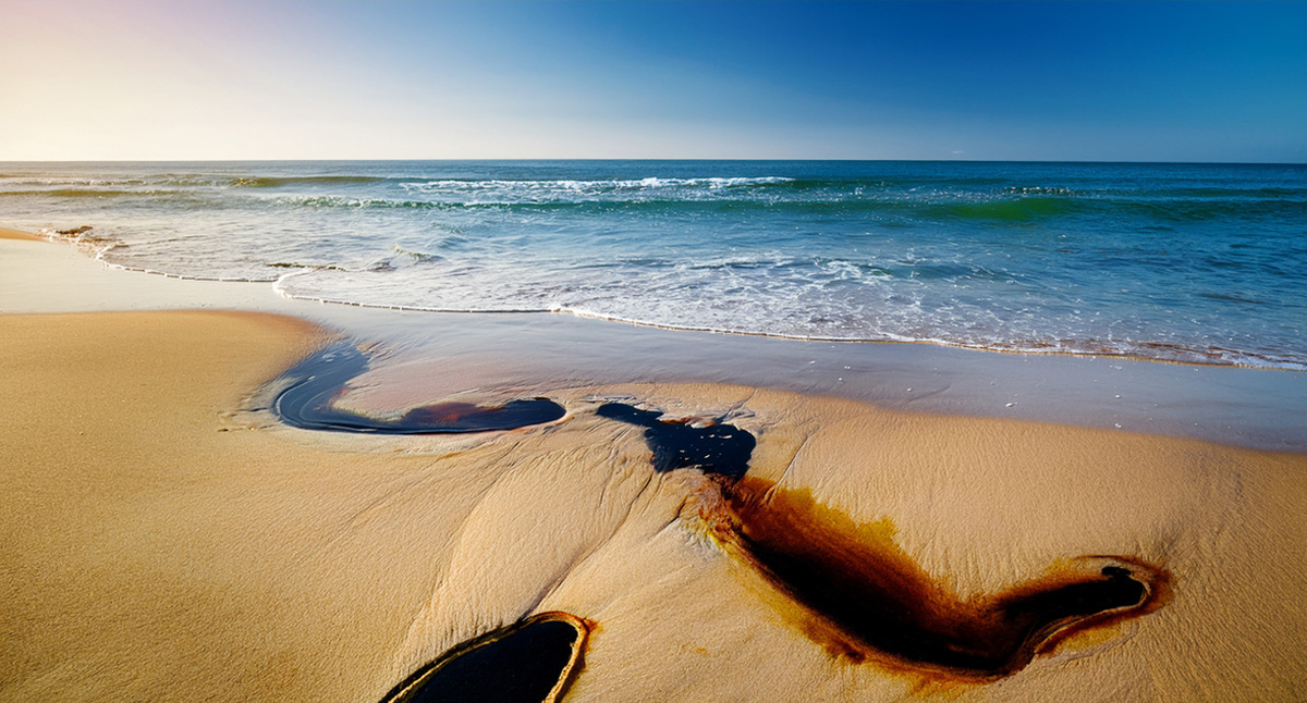 Мазут на песке. Иллюстрация создана «Кавказским узлом» с помощью ИИ в программе Copilot