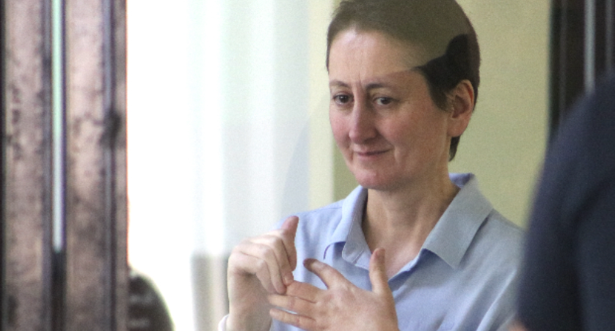 Мзия Амаглобели в суде. Фото с сайта "Батумелеби" от 23.06.25, https://batumelebi.netgazeti.ge/slideshow/577703/