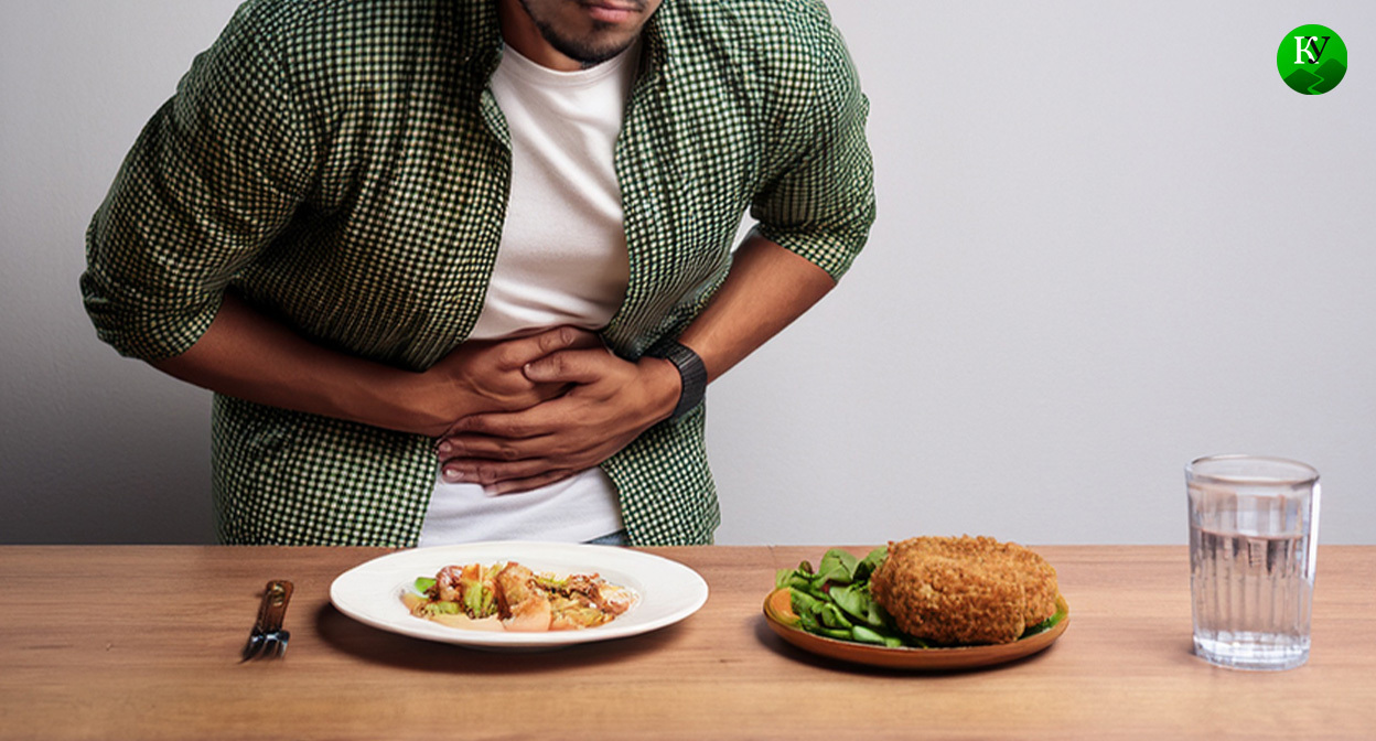 Болит живот. Иллюстрация создана «Кавказским узлом» с помощью ИИ в программе Photoshop