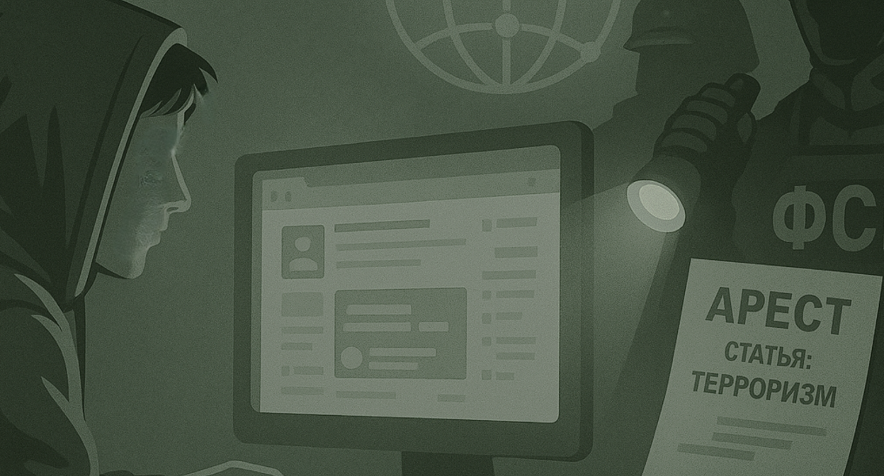 Арест за комментарий. Иллюстрация создана "Кавказским узлом" с помощью ИИ в программе ChatGPT.

