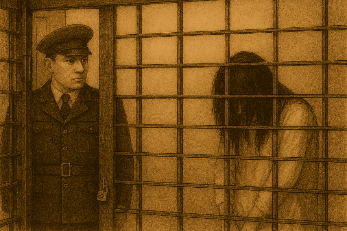 Женщина за решеткой. Иллюстрация "Кавказского узла", созданная с помощью программы Copilot