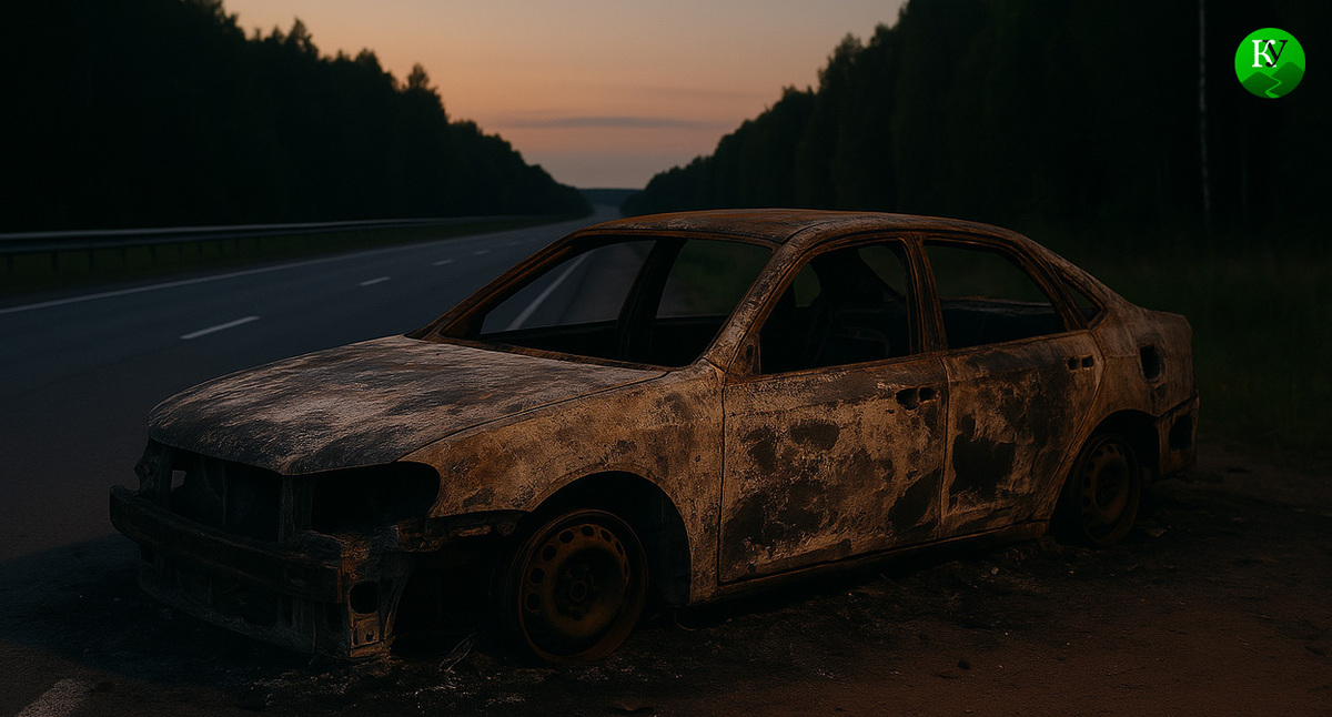 Сгоревший автомобиль. Иллюстрация создана "Кавказским узлом" с помощью ИИ в программе Copilot