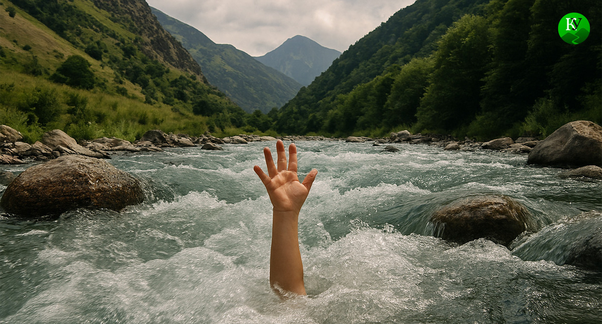 Ребенок тонет. Иллюстрация создана «Кавказским узлом» с помощью ИИ в программе Copilot