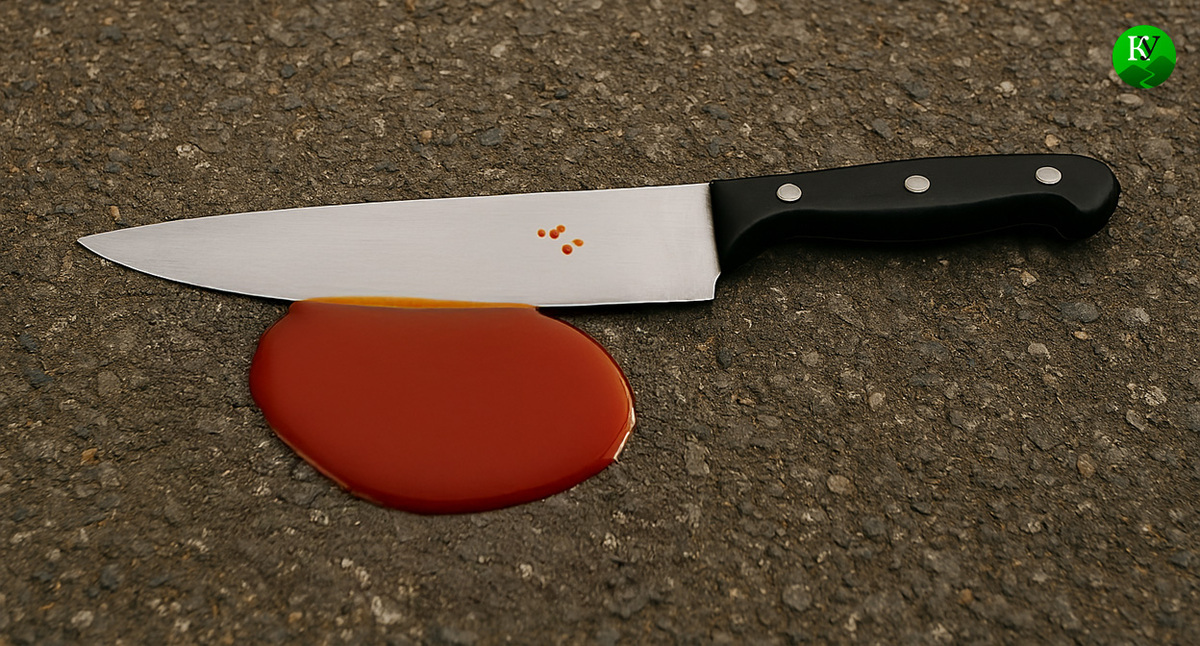 Нож на асфальте. Иллюстрация создана "Кавказским узлом" с помощью ИИ в программе Copilot