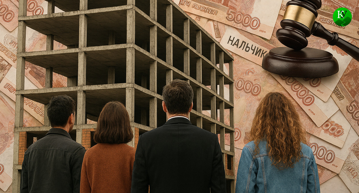 Суд с дольщиками. Иллюстрация создана «Кавказским узлом» с помощью ИИ в программе Copilot