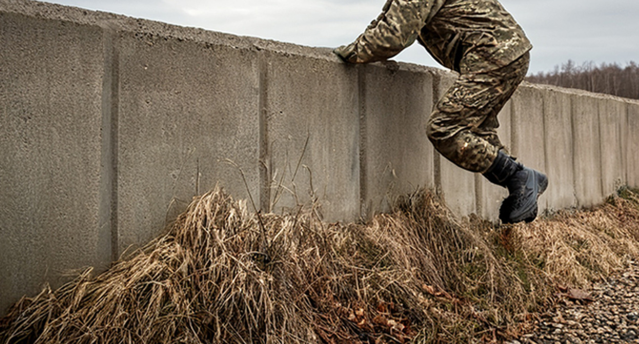 Военный покидает часть. Иллюстрация создана «Кавказским узлом» с помощью ИИ в программе Copilot
