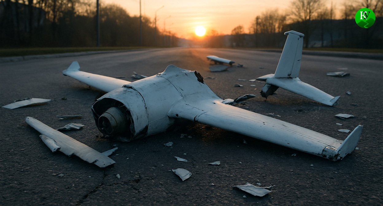 Сбитый БПЛА. Иллюстрация создана "Кавказским узлом" с помощью ИИ в программе Copilot