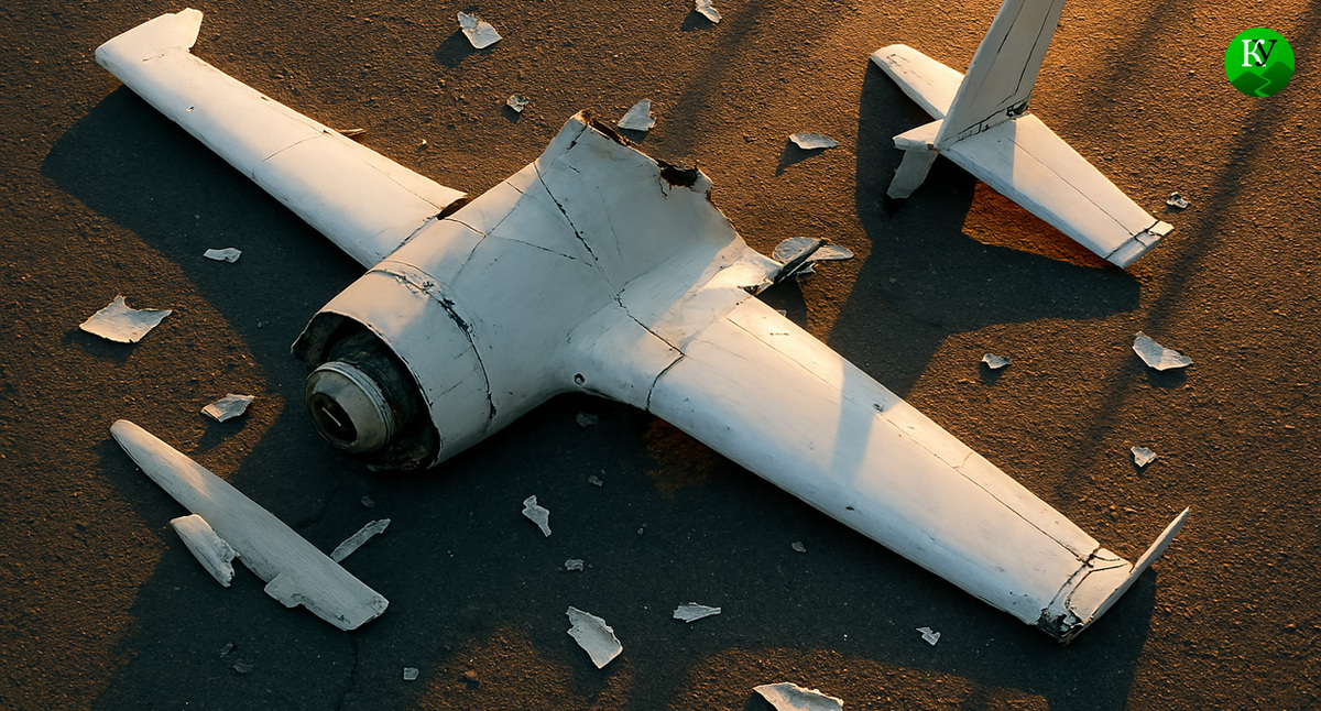 Обломки БПЛА. Иллюстрация создана "Кавказским узлом" с помощью ИИ в программе Copilot
