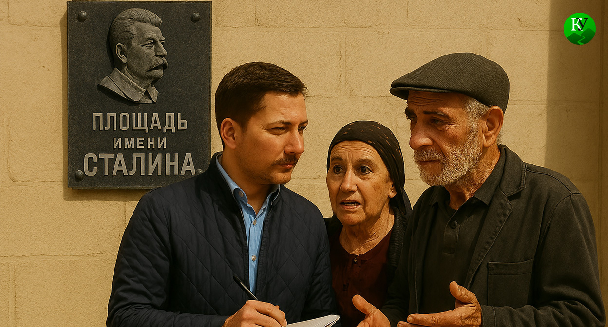 Площадь имени Сталина. Иллюстрация создана "Кавказским узлом" с помощью ИИ.
