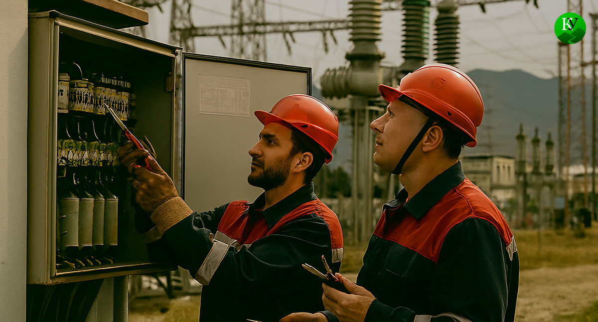 Электрики во время ремонта. Иллюстрация создана "Кавказским узлом" с помощью ИИ в программе Copilot