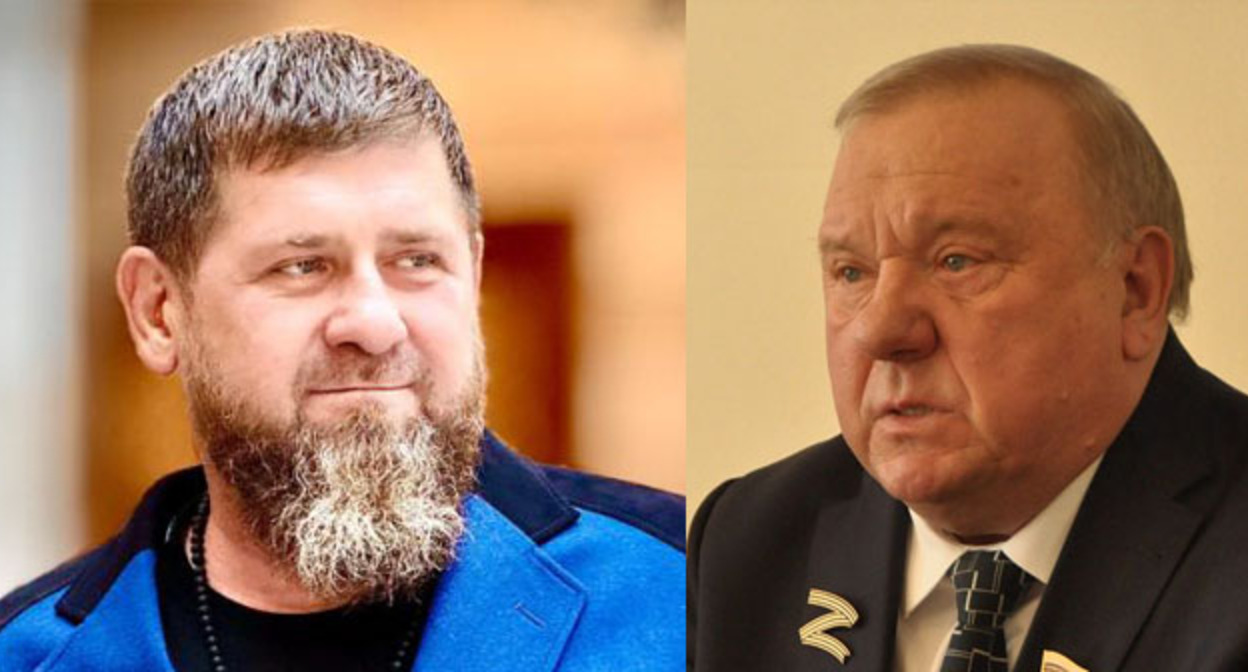 Рамзан Кадыров (слева) и Владимир Шаманов. Коллаж "Кавказского узла". Фото: "Грозный-Информ" https://www.grozny-inform.ru https://www.asu.ru