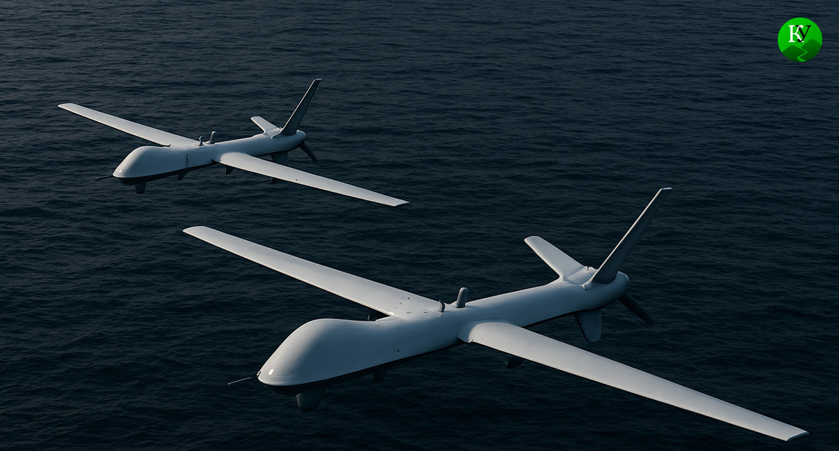 БПЛА над морем. Иллюстрация создана "Кавказским узлом" с помощью ИИ в программе Copilot