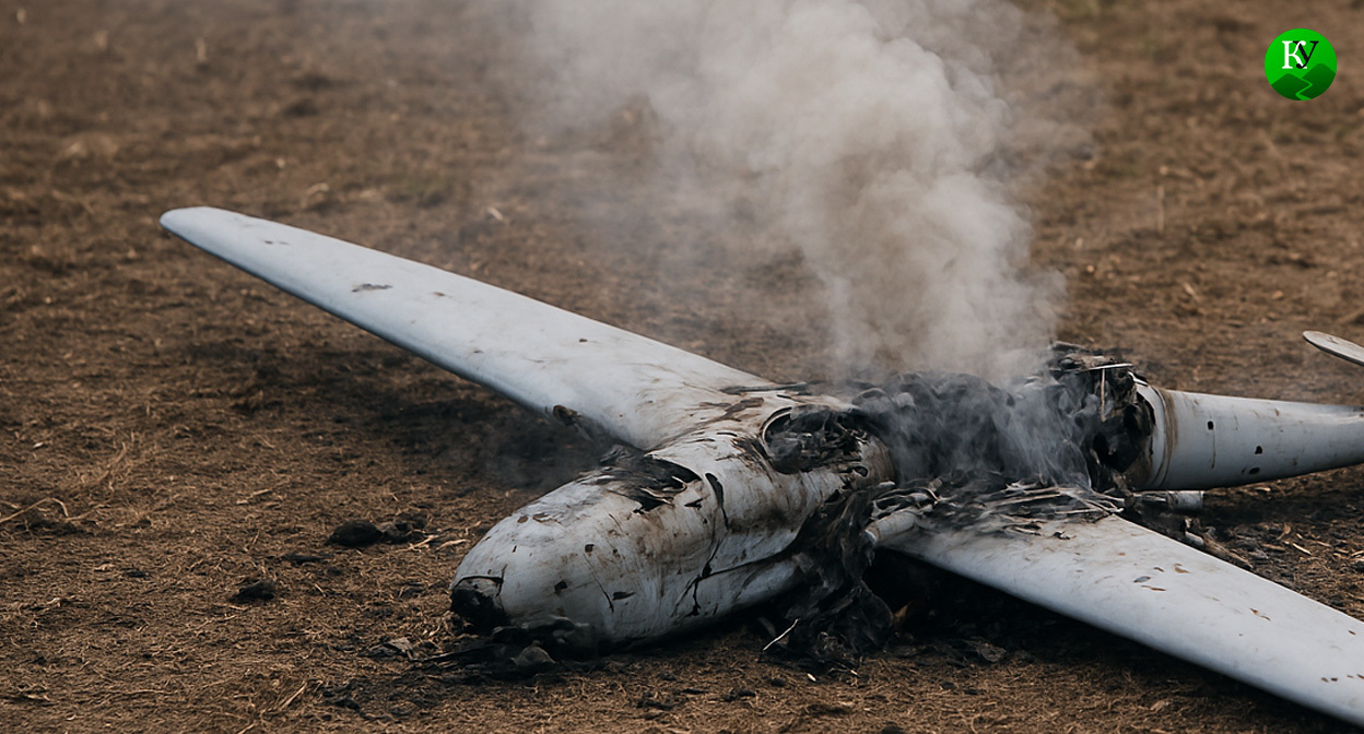 Обломки БПЛА. Иллюстрация создана «Кавказским узлом» с помощью ИИ в программе Copilot