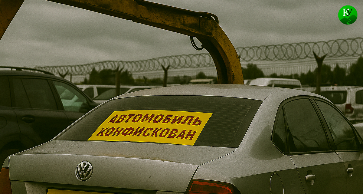 Конфискованный автомобиль. Изображение создано "Кавказским узлом" при помощи ИИ в программе Copilot.