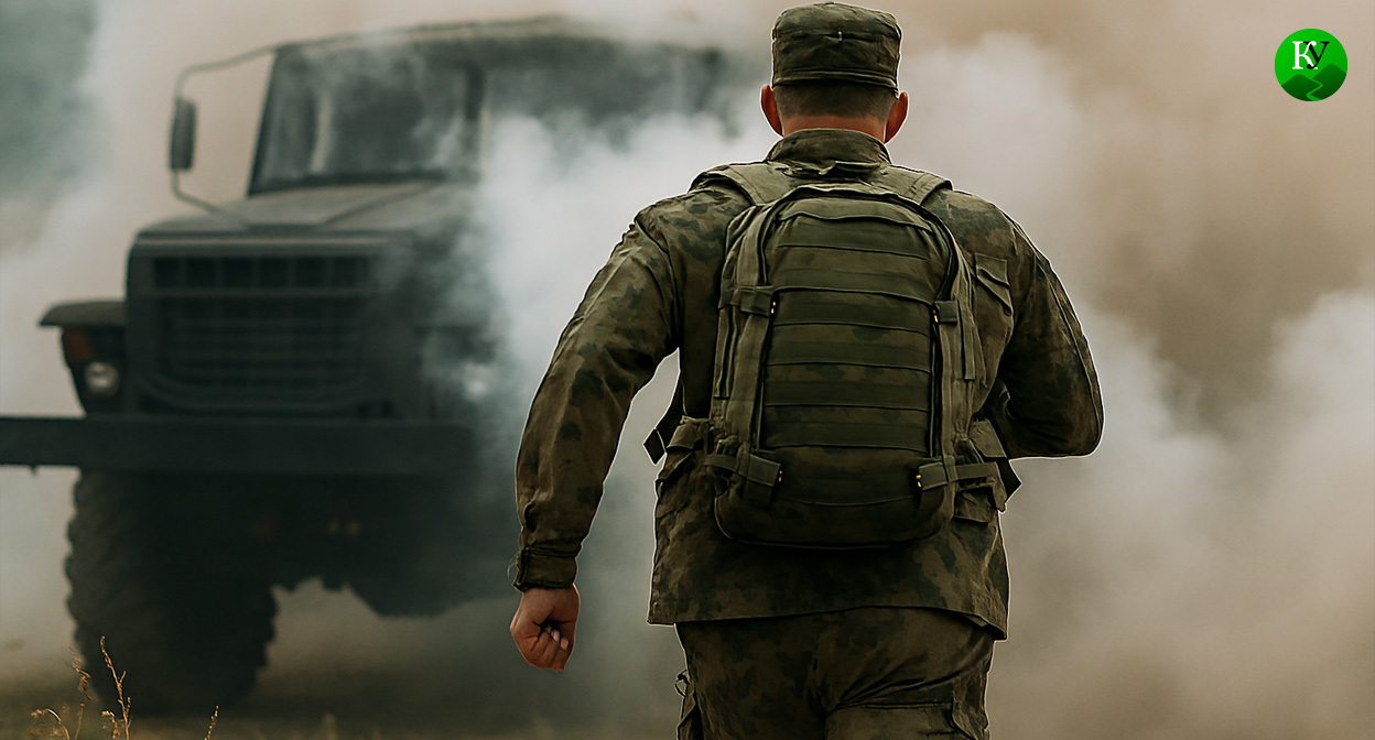 Военный на СВО. Иллюстрация создана «Кавказским узлом» с помощью ИИ в программе Copilot