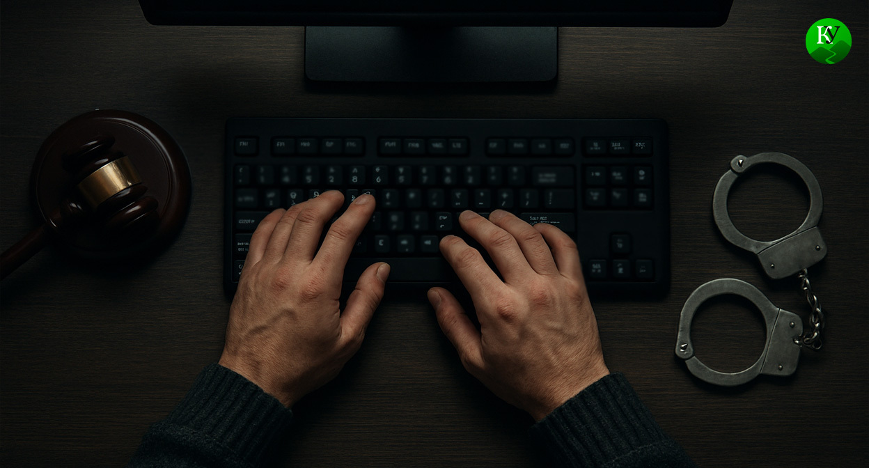 Мужчина печатает комментарий. Иллюстрация создана «Кавказским узлом» с помощью ИИ в программе Copilot